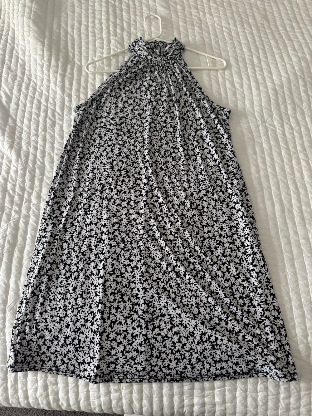 MSK Black & White Halter Floral High-Low Dress